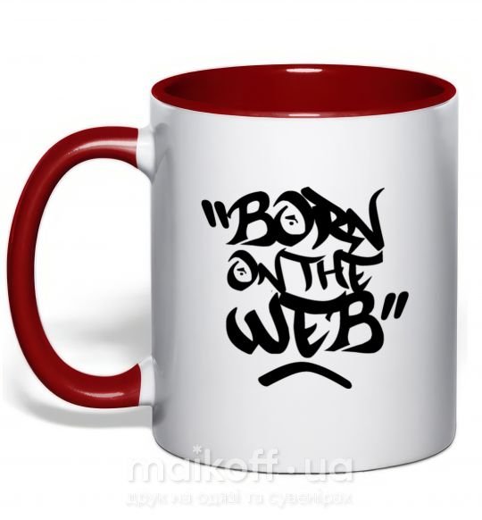 Чашка з кольоровою ручкою Born on the web Червоний фото