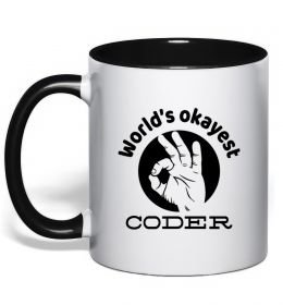Чашка з кольоровою ручкою World's okayest coder Чашка з кольоровою ручкою World's okayest coder