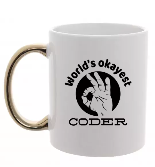 Чашка з кольоровою ручкою World's okayest coder Золото фото