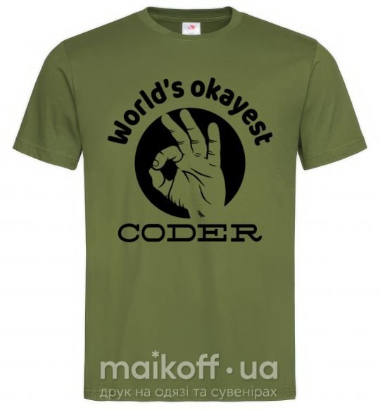 Мужская футболка World's okayest coder Оливковый фото