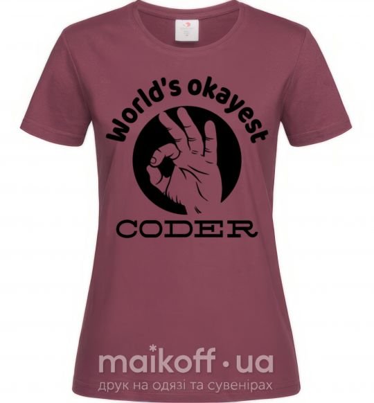 Жіноча футболка World's okayest coder Бордовий фото