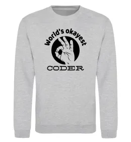 Світшот World's okayest coder Сірий меланж фото
