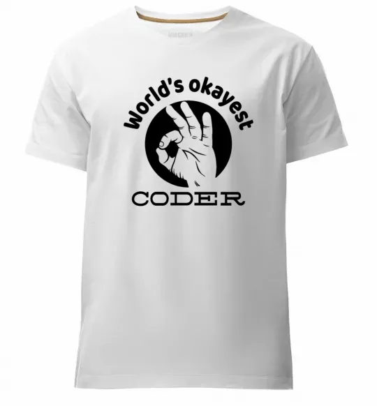 Чоловіча преміум футболка World's okayest coder Білий фото