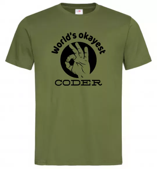Чоловіча футболка World's okayest coder Оливковий фото