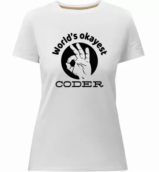 Жіноча преміум футболка World's okayest coder Білий фото