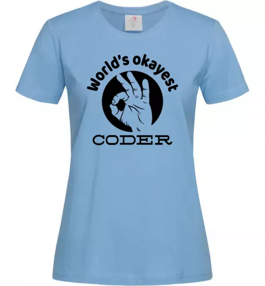 Жіноча футболка World's okayest coder Блакитний фото
