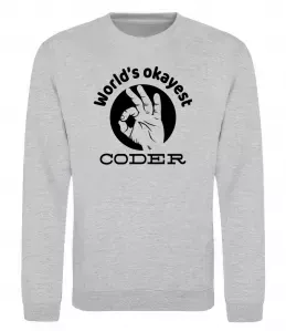 Свитшот World's okayest coder Серый меланж фото