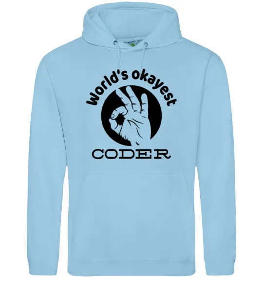 Мужская толстовка (худи) World's okayest coder Голубой фото