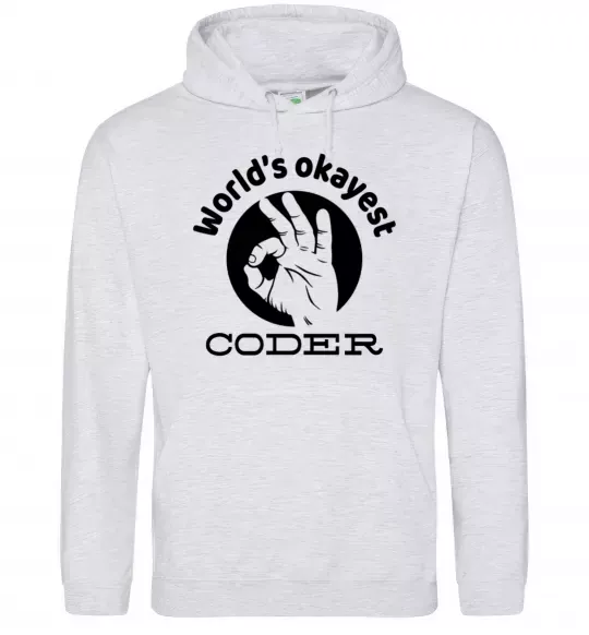 Женская толстовка (худи) World's okayest coder Серый меланж фото