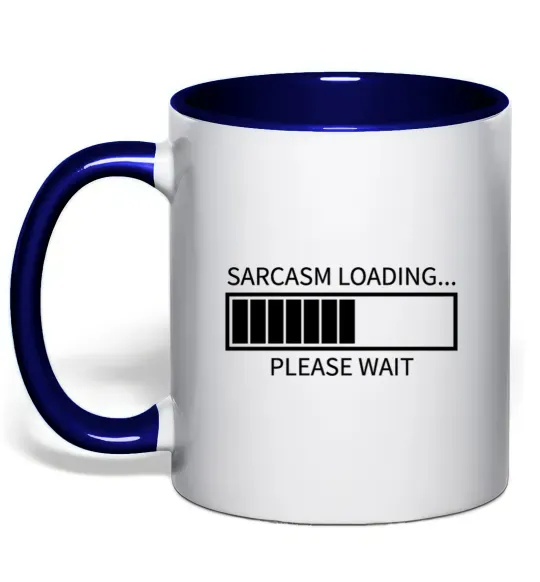 Чашка з кольоровою ручкою Sarcasm loading Глибокий темно-синій фото