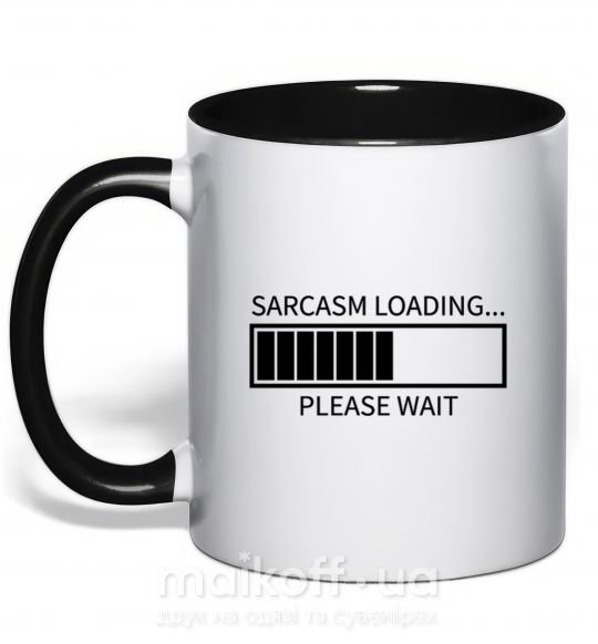 Чашка з кольоровою ручкою Sarcasm loading Чорний фото