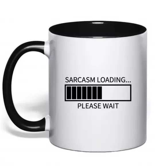 Чашка з кольоровою ручкою Sarcasm loading Чорний фото