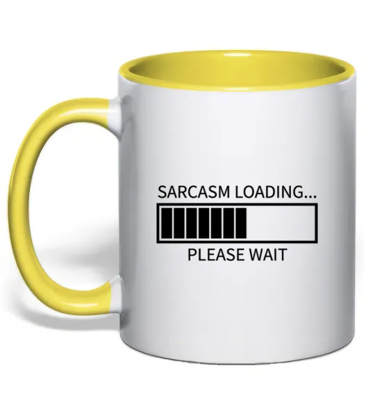 Чашка з кольоровою ручкою Sarcasm loading Лимонний фото