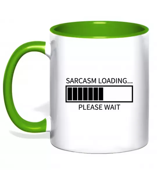 Чашка з кольоровою ручкою Sarcasm loading Зелений фото