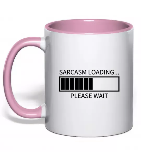 Чашка з кольоровою ручкою Sarcasm loading Ніжно рожевий фото