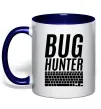 Чашка з кольоровою ручкою Bug hanter Глибокий темно-синій фото