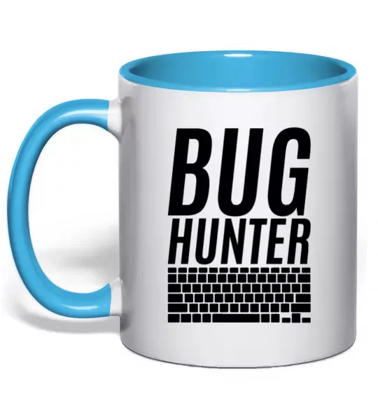 Чашка з кольоровою ручкою Bug hanter Блакитний фото