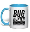 Чашка з кольоровою ручкою Bug hanter Блакитний фото
