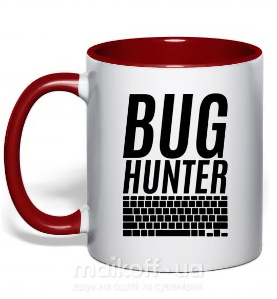 Чашка з кольоровою ручкою Bug hanter Червоний фото