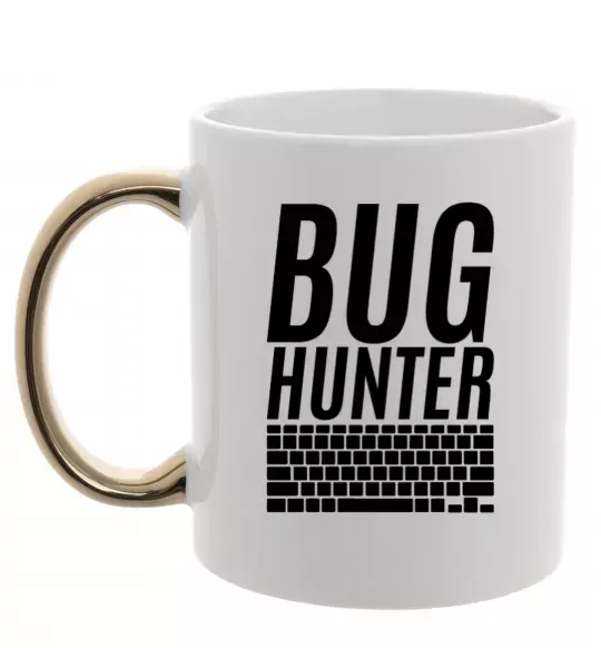 Чашка з кольоровою ручкою Bug hanter Золото фото