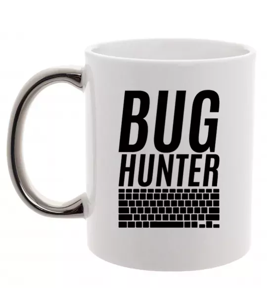 Чашка з кольоровою ручкою Bug hanter Срібло фото