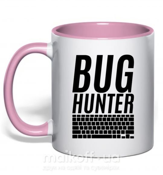 Чашка з кольоровою ручкою Bug hanter Ніжно рожевий фото
