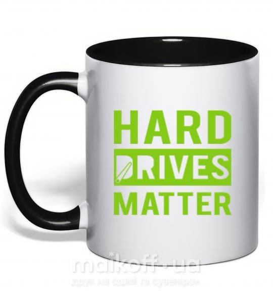 Чашка с цветной ручкой Hard drives matter Черный фото