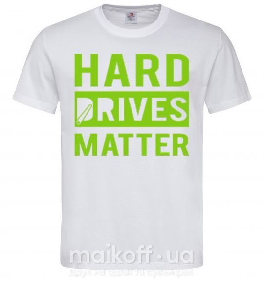 Мужская футболка Hard drives matter Белый фото