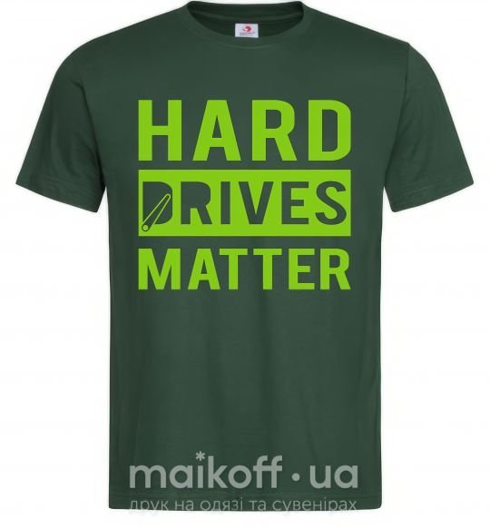 Чоловіча футболка Hard drives matter Темно-зелений фото