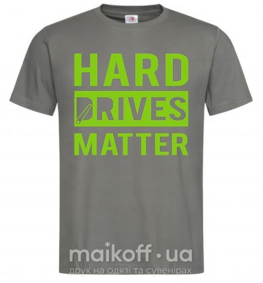 Чоловіча футболка Hard drives matter Графіт фото