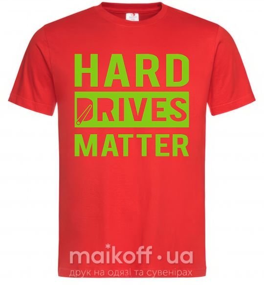 Мужская футболка Hard drives matter Красный фото