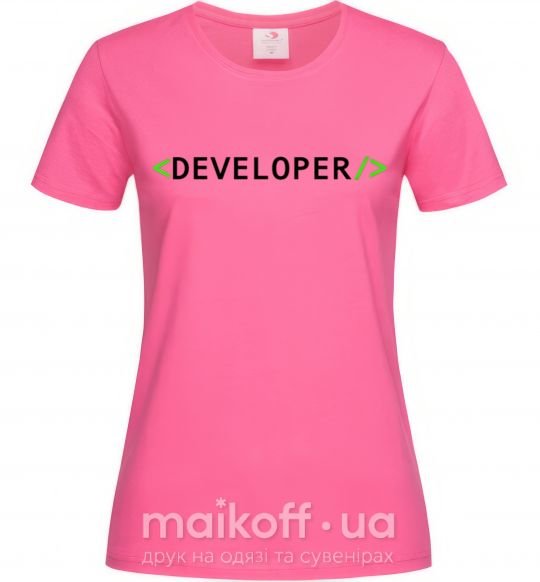 Жіноча футболка Developer Яскраво-рожевий фото