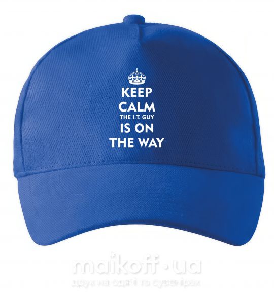 Кепка Keep calm the it guy is on the way Яскраво-синій фото