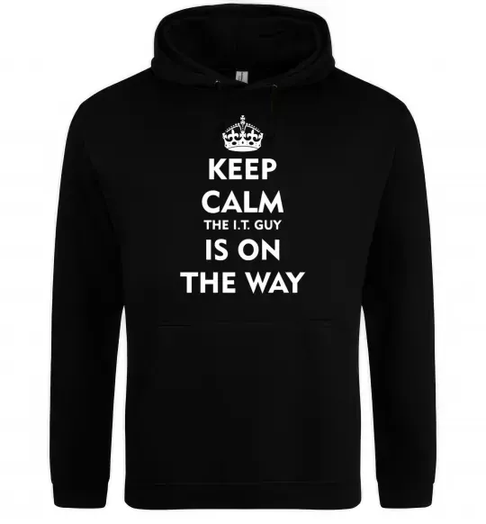 Чоловіча толстовка (худі) Keep calm the it guy is on the way Чорний фото