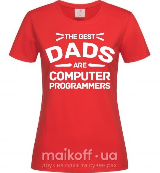 Жіноча футболка The best dads programmers Червоний фото