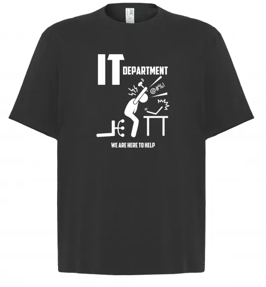 Футболка Оверсайз IT department we are here to help Черный фото