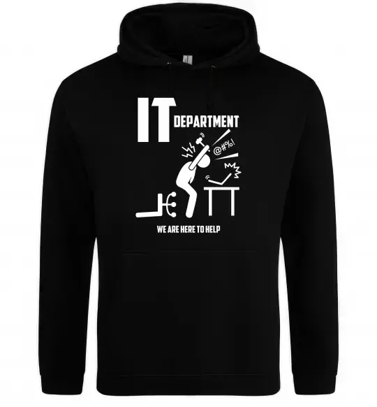 Женская толстовка (худи) IT department we are here to help Черный фото