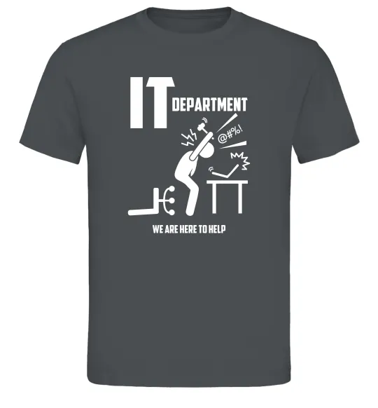Чоловіча футболка IT department we are here to help Графіт фото
