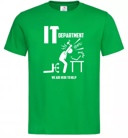 Чоловіча футболка IT department we are here to help Зелений фото