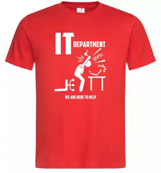 Чоловіча футболка IT department we are here to help Червоний фото