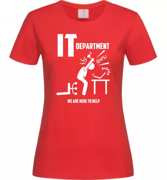 Женская футболка IT department we are here to help Красный фото