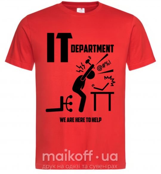 Мужская футболка IT department we are here to help Красный фото