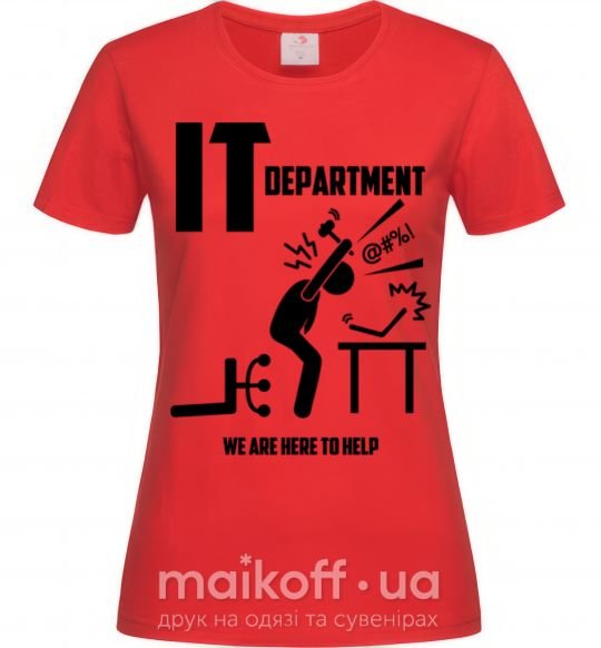 Жіноча футболка IT department we are here to help Червоний фото