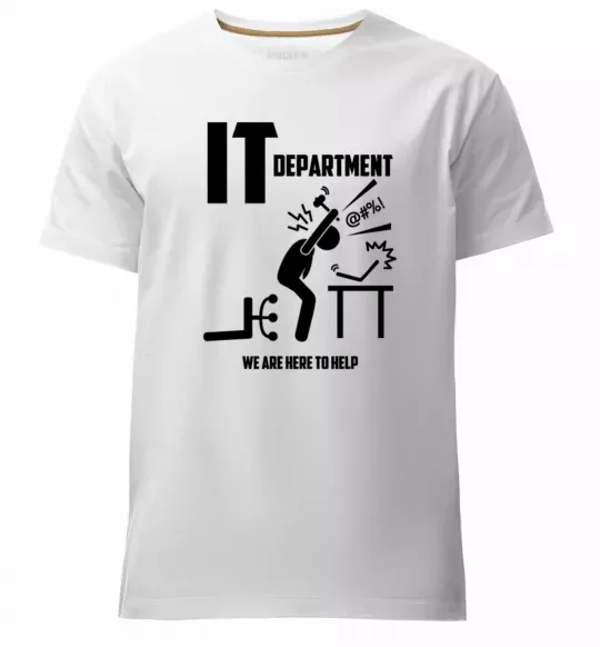 Мужская премиум футболка IT department we are here to help Белый фото