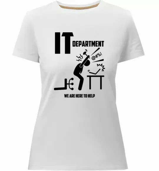 Женская премиум футболка IT department we are here to help Белый фото