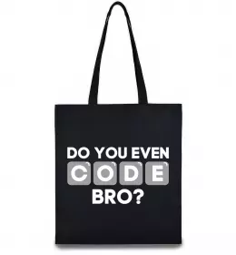 Еко-сумка Do you even code bro Чорний фото