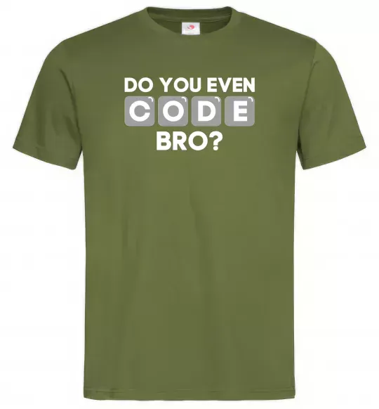 Мужская футболка Do you even code bro Оливковый фото