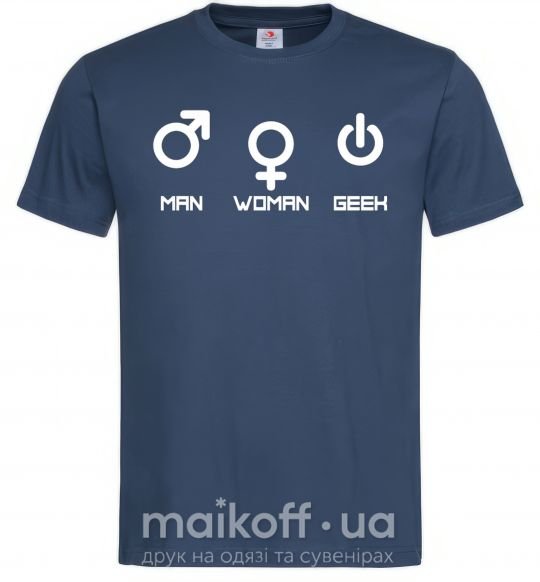 Мужская футболка Man woman geek Темно-синий фото