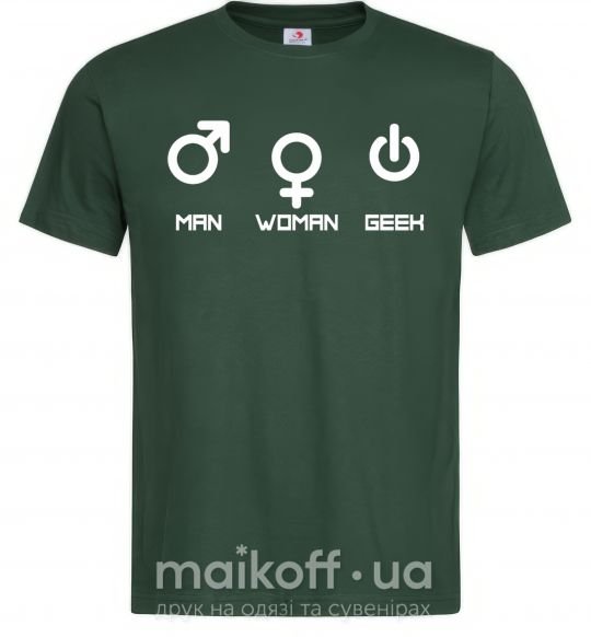 Мужская футболка Man woman geek Темно-зеленый фото