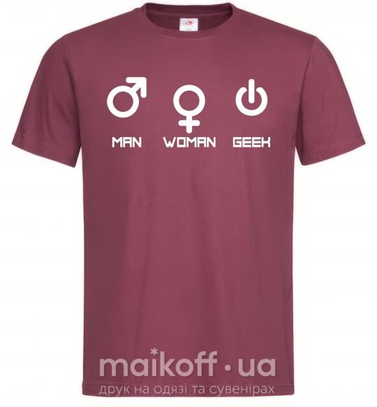 Мужская футболка Man woman geek Бордовый фото